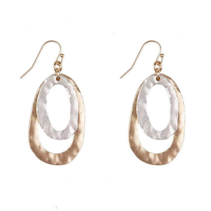 Wholesale Sand silver dual color electroplated irregular elliptical geometric earrings for women, earrings and pendants