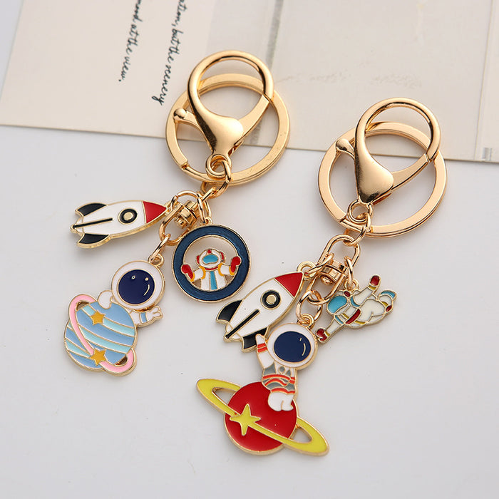 Wholesale Astronaut Metal Keychain Creative Astronaut Pendant Rocket Star Bag Pendant