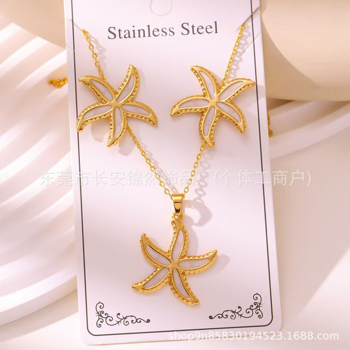 Wholesale 304 Stainless Steel Vacuum Plated Earrings and Necklace Set