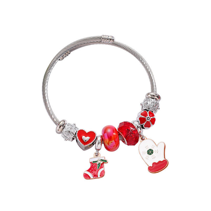Wholesale Stainless Steel Christmas Bracelet with Tree Snowflake Pendant MOQ≥2