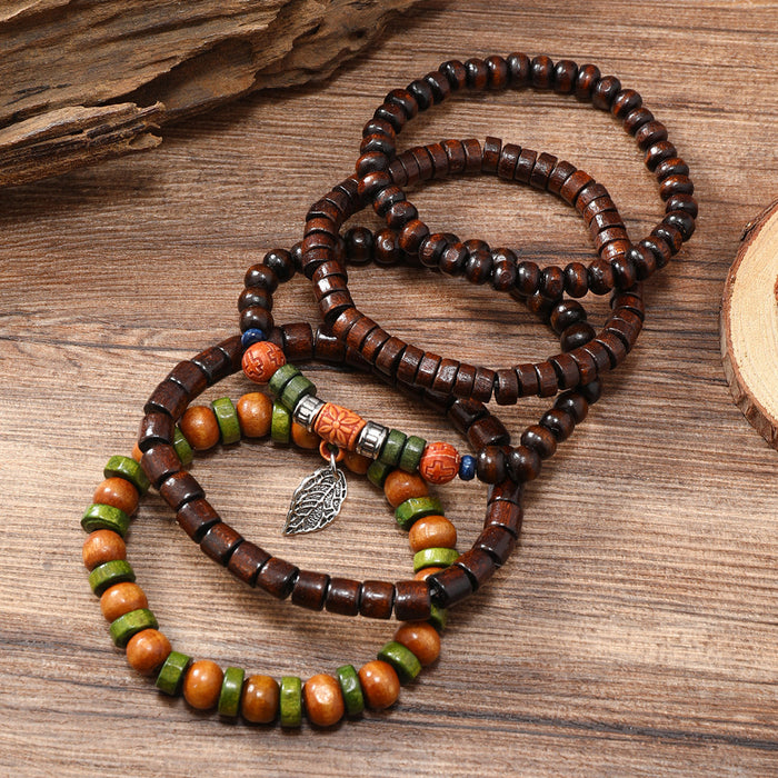 Wholesale Bohemian style multi-layered wooden beaded bracelets