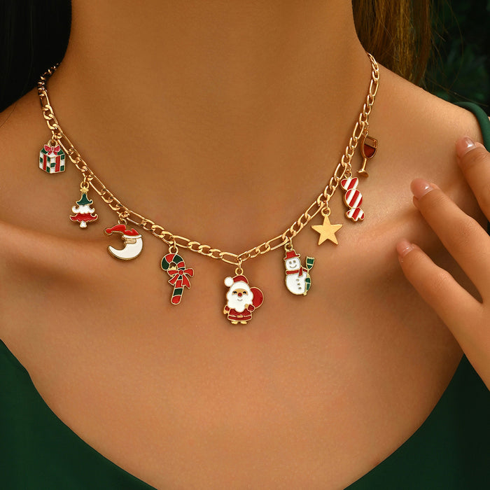 Wholesale Oil-Dripping  Snowman Pendant Necklace