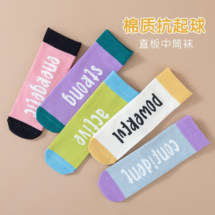 Wholesale Autumn and Winter Cartoon Combed Cotton Student Socks Mid Tube Socks JDC-SK-SL004