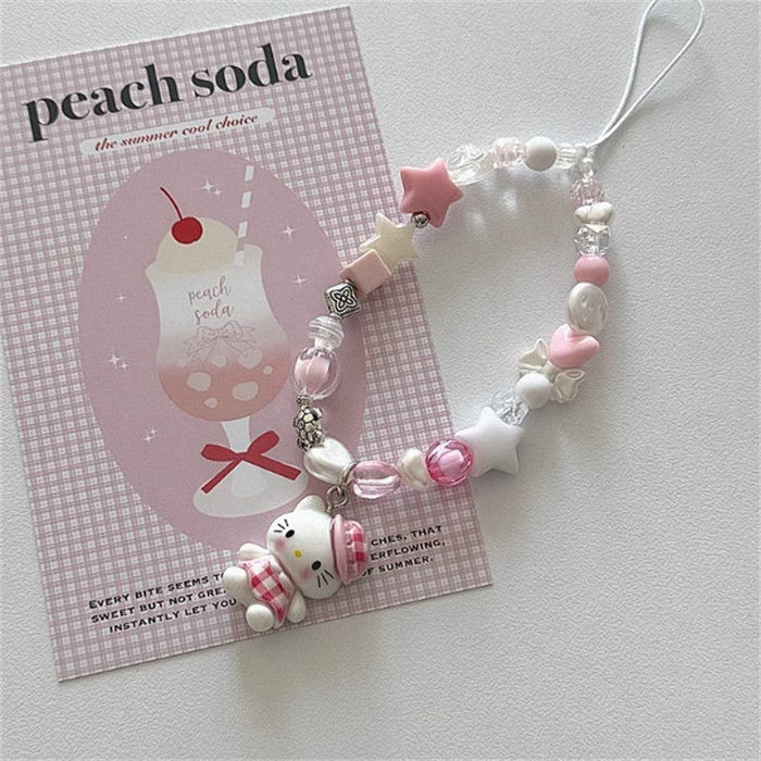 Wholesale Cute 3D Beaded Kitten Phone Charm Keychains