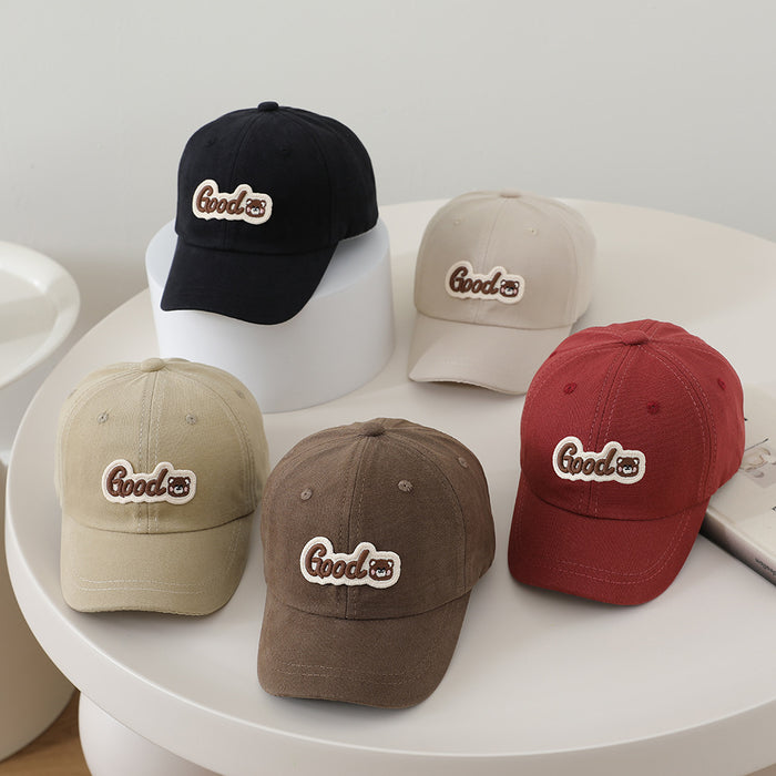 Wholesale Cute Cartoon Kids Baseball Cap Letter Bear Design Sun Hat For Boys Girls