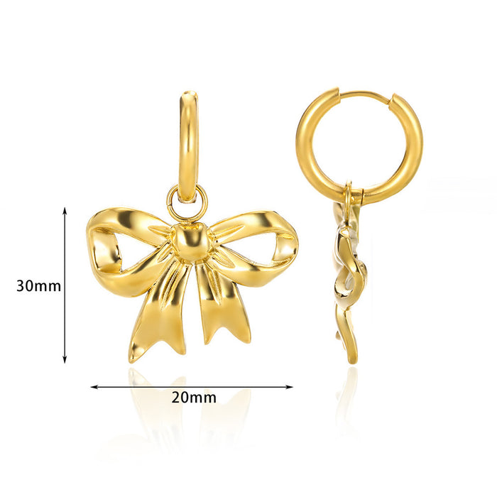 Wholesale Stainless Steel Bow Earrings Removable Accessible Luxury Simple Earrings
