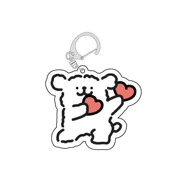 Wholesale Cartoon line puppy keychain acrylic pendant cute