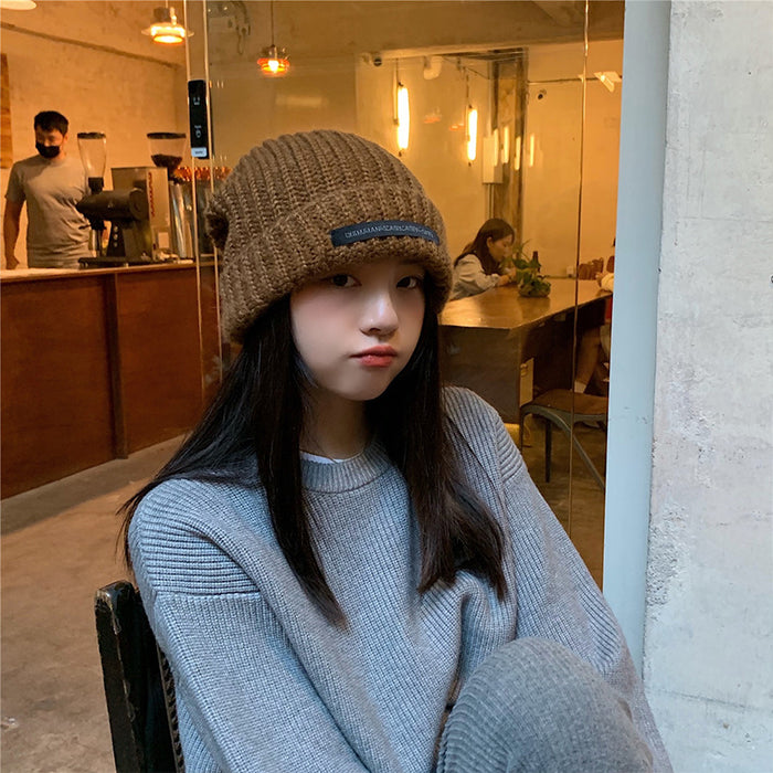 Wholesale Hat Men's Autumn and Winter Wool Hat for Couple Men's and Women's Warm All-match Cold Hat Loose Big Head Wai Knitted Hat for Men