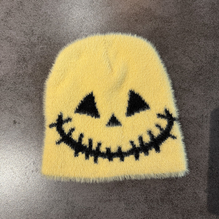 Wholesale Funny expression knitted hat for women in autumn and winter,  new  warm imitation mink yarn hat