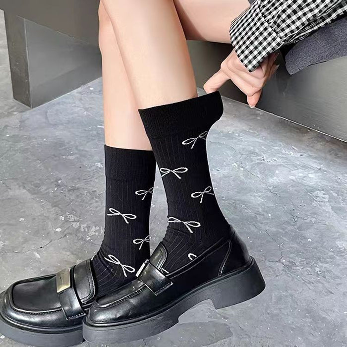 Wholesale Ballet style bow socks, mid length socks, personalized and sweet socks