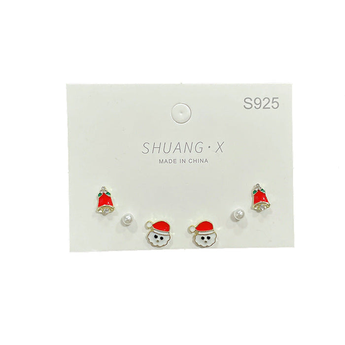 Wholesale Earrings Alloy Christmas Santa Cute Bells JDC-ES-shuangx003