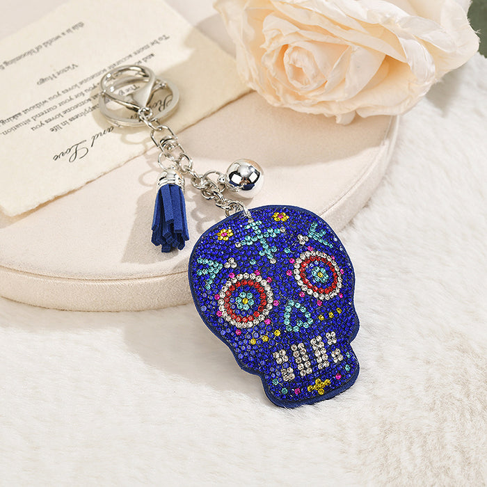 Wholesale  Skull Red Rhinestone Korean Velvet Keychain Bag Charm And Car Key Accessory Gift