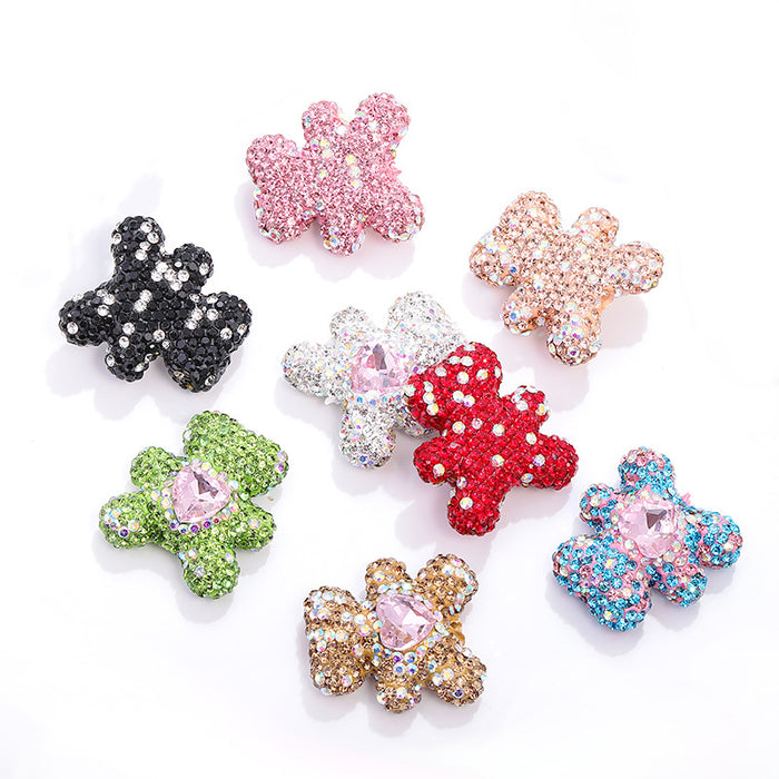 Wholesale Colorful Soft Pottery Diamond Care Bear Straight Hole Beads JDC-BDS-NanT004