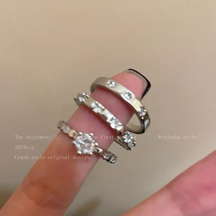 Wholesale Simple zircon open adjustable ring set