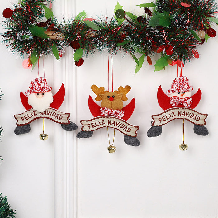 Wholesale Christmas pendant cute cartoon Santa Elk decorations Christmas tree Bell pendant spot