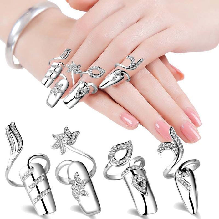 Wholesale Fashion nail joint ring four piece set jewelry accessories light luxury high-end ring set