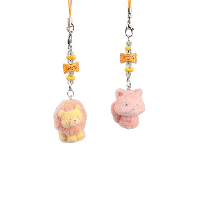 Wholesale Flocked Lion and Fox Series Keychains