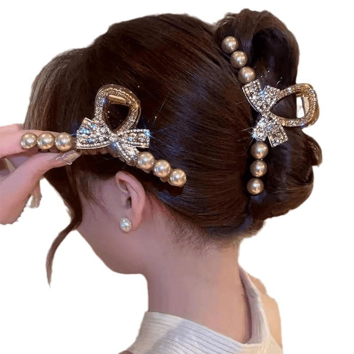 Wholesale Acrylic brown Rhinestone Back of Head Hair Shark Clip Hairpin Headwear