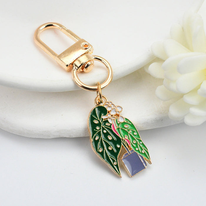 Wholesale Succulent Potted Plant Green Leaf Keychain