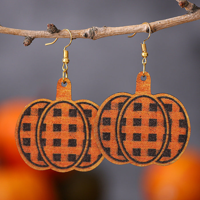 Wholesale Autumn Thanksgiving Checkered Checkerboard Earrings