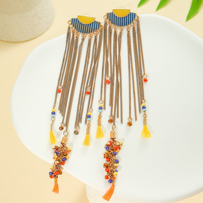 Wholesale Bohemian Tassel Earrings Vintage Style Fashion Accessory Gift MOQ≥2