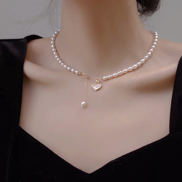Wholesale Natural Freshwater Pearl Necklace Women's Fashion 18K Gold Plated Chain Necklace Chain