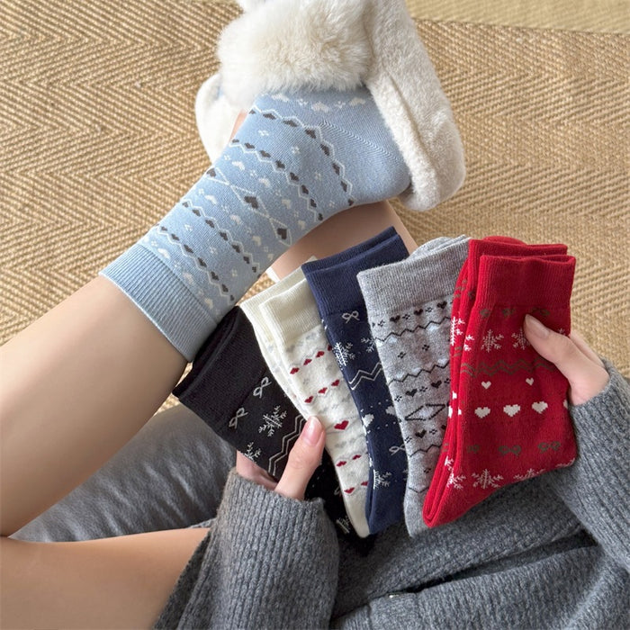 Wholesale Pure cotton socks, children's bow, heart, middle tube, stacked socks, retro style