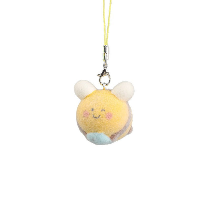 Wholesale Large 3D Flocked Resin Cartoon Bee Keychain