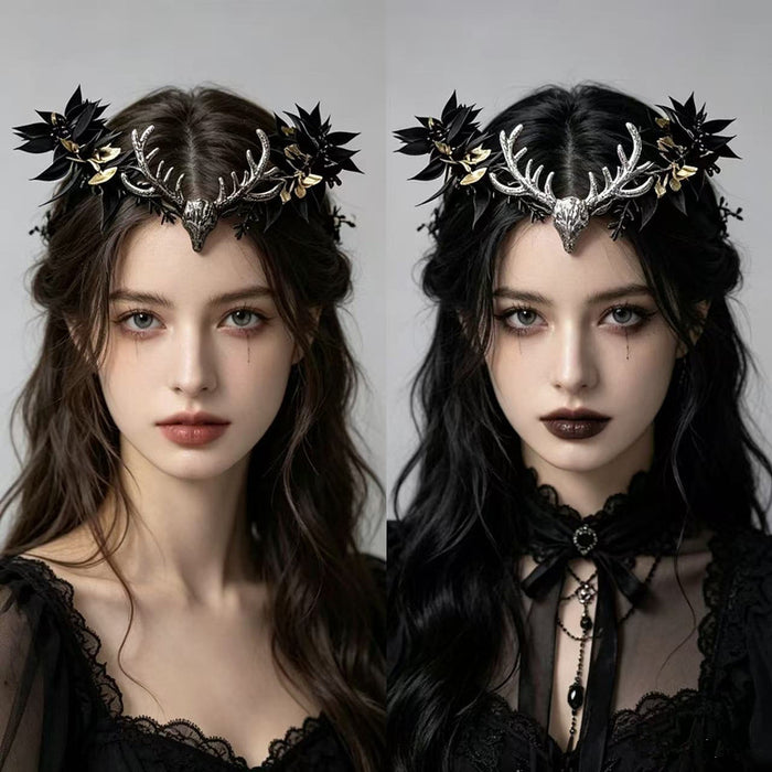 Wholesale Gothic  Headband With n And Retro Elf Forehead Pendant Metal Handmade Hair Accessory