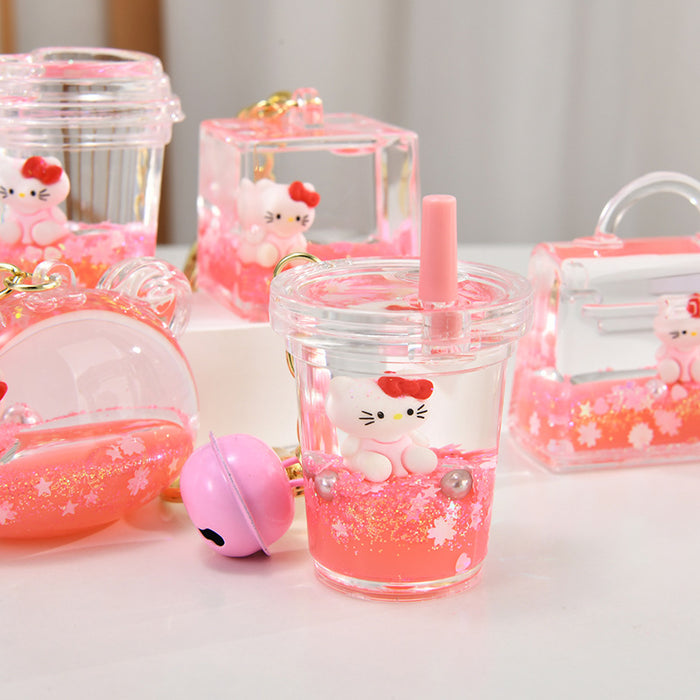Wholesale Quicksand Bottle Cartoon Kitten Keychain