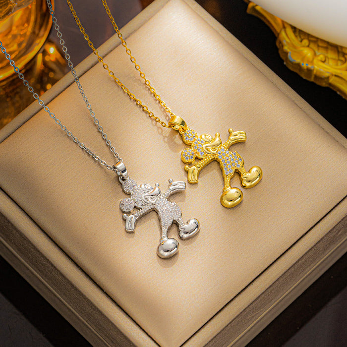 Wholesale Titanium Steel Cartoon Diamond Necklace Three-piece Set JDC-NE-Kucai023