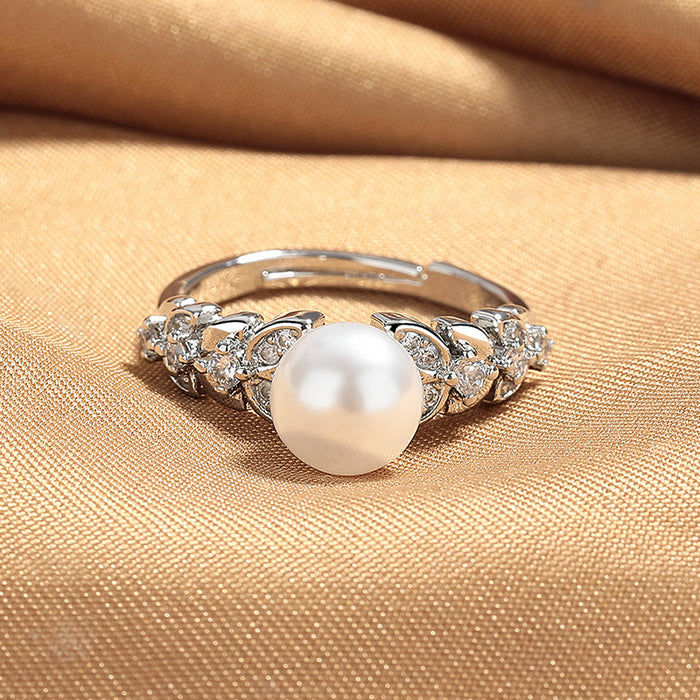 Wholesale Minimalist pearl ring, exquisite, niche, fashionable, versatile, light luxury ring