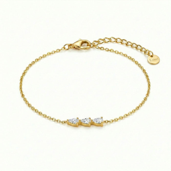 Wholesale Vintage gold teardrop geometric diamond bracelet Stainless Steel Bracelets