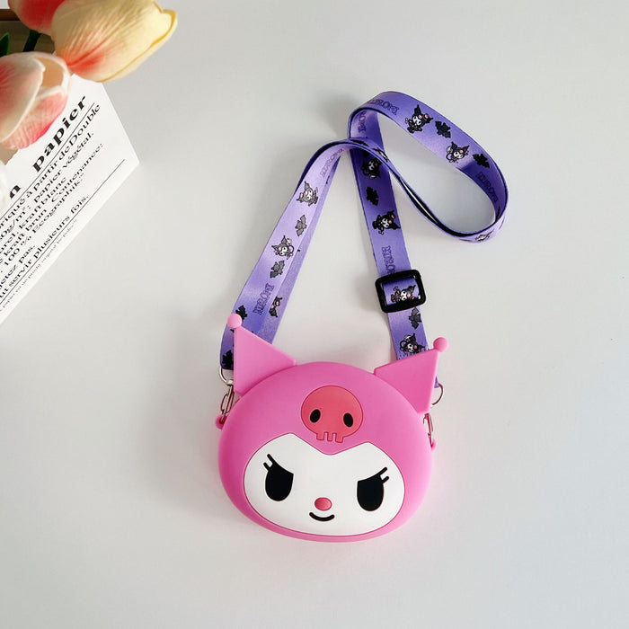 Wholesale  large wallet cartoon children's silicone bag  coin purse with lanyard