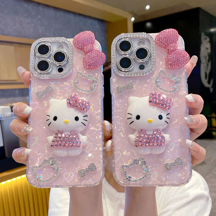 Wholesale 3D Heart Rhinestone Bow Phone Cases for Apple 16 Pro Max