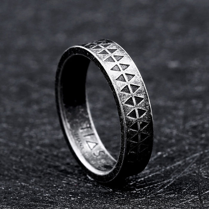 Wholesale Simple Sawtooth Totem Stainless Steel Men's Ring JDC-RS-CFL005