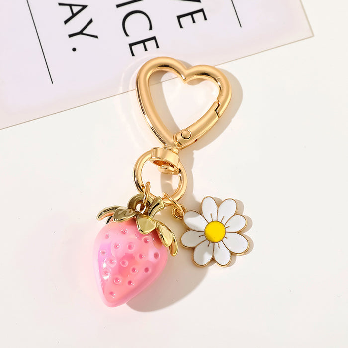 Wholesale Cute Strawberry Heart Keychain Bag Charm Fashion Gift
