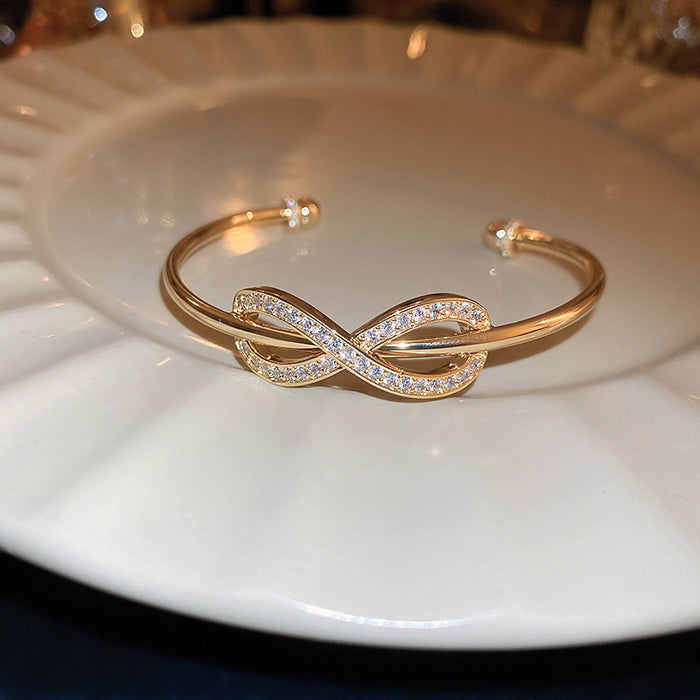 Wholesale Electroplated Zircon Titanium Steel Bracelet Simple High Sense Bracelet Niche Temperament  Bracelet