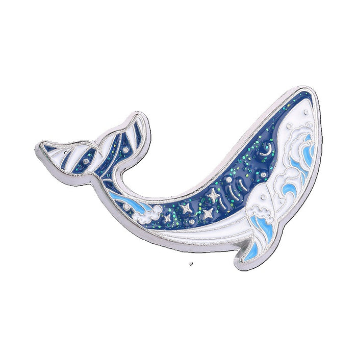 Wholesale Zinc Alloy Enamel Blue Ocean Animal Brooch Whale Orca Seahorse Wave Design Trendy Jewelry Accessory For Resale