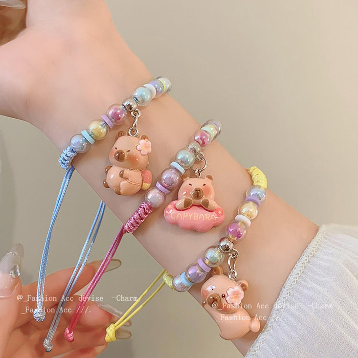 Wholesale Woven bear flower pull bracelet small heart bracelet sweet temperament jewelry