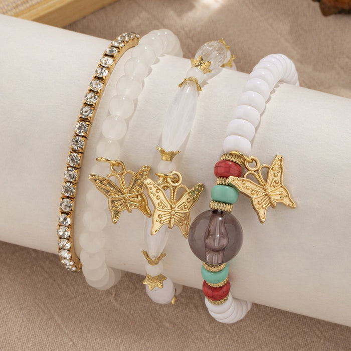 Wholesale Butterfly Glass Beads Multi-layer Beaded Bracelet JDC-BT-FeiYa011