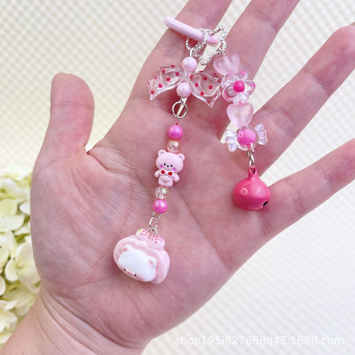 Wholesale Creative Cartoon Hand-painted Beads Mobile Phone Hanging Chain Bag Decorative Pendant DIY Accessories for Girlfriends