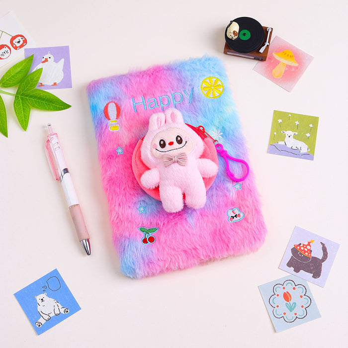 Wholesale Cartoon  Plush Notebook Coin Bag Combination Notepad Student Cute Handbook