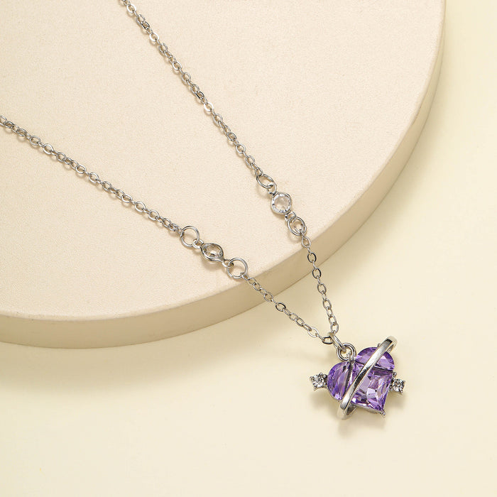 Wholesale Love Planet Sweet Pink Diamond Heart Pendant