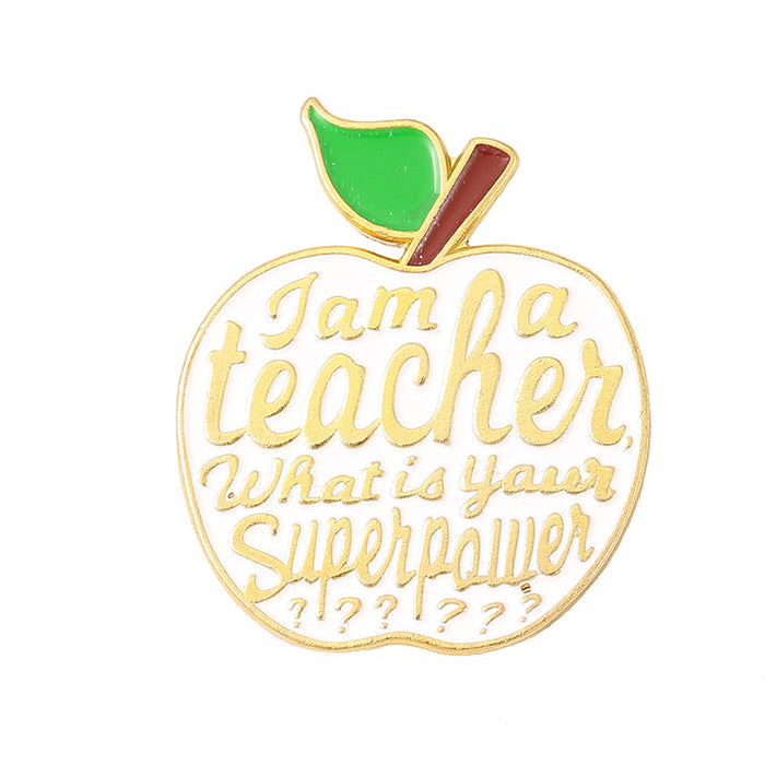 Wholesale Alloy personalized letters,  four-color apple brooch