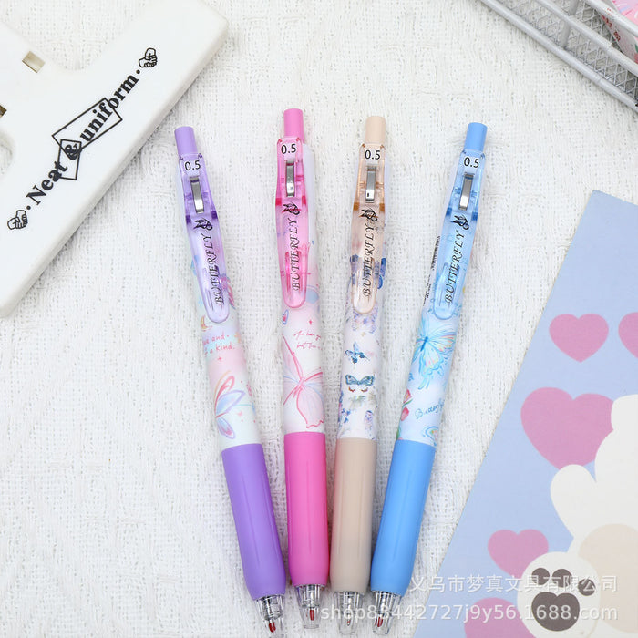 Wholesale Pink Wing Butterfly Brush Pen Quick-Drying Press Gel Pen Cute Pink Heart Butterfly Pen