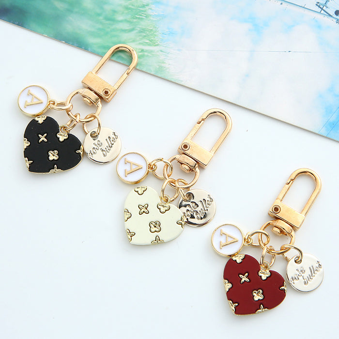 Wholesale Love Letter Round Plate Alloy Keychain JDC-KC-JRen005