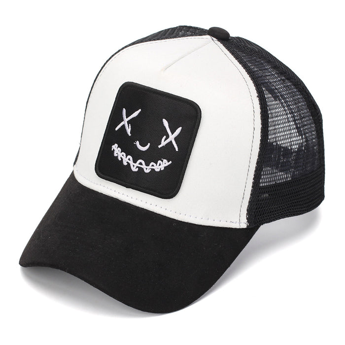 Wholesale Trendy Face Embroidered Mesh Baseball Cap Unisex Sun Hat