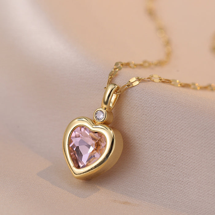 Wholesale One necklace with six diamonds can be replaced with a simple retro niche titanium steel necklace