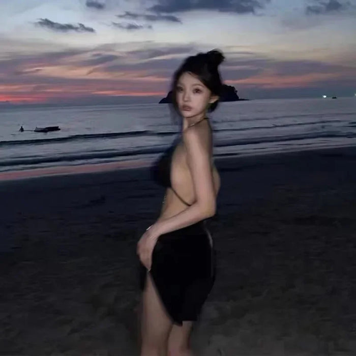 Wholesale Swimsuit, bikini, three piece set, split back swimsuit, soaking in hot springs, beach vacation, hanging neck, sexy